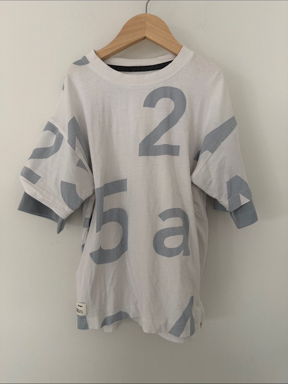 Zara Boys Graphic Number Print Tee Light Gray Blue / White Size 8 Years